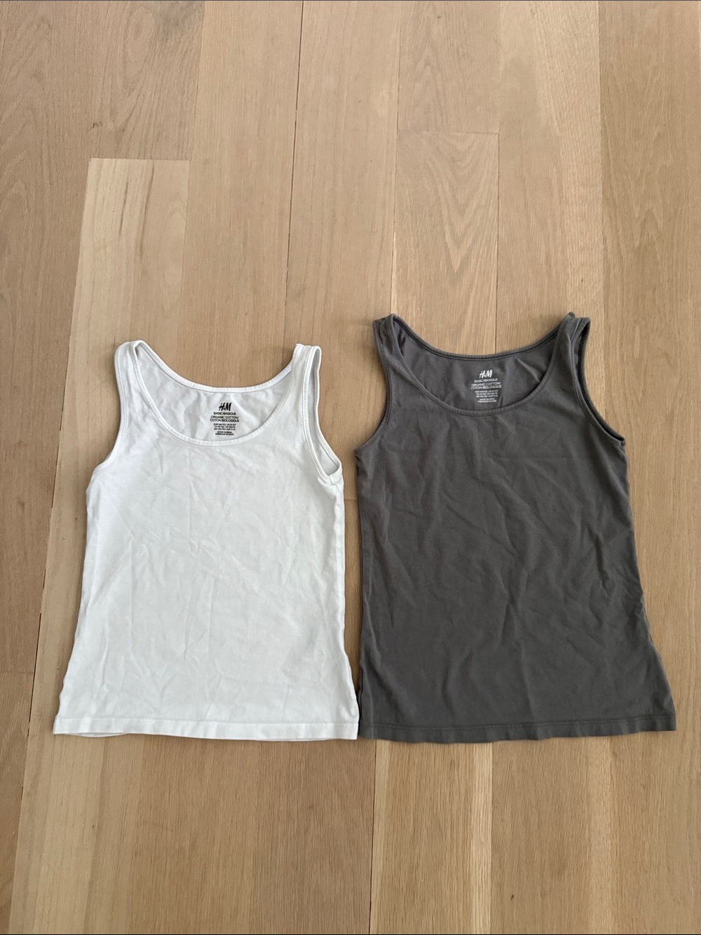 H&M Girls' Basic Tank Tops - White & Gray (2-Pack) | Size 10-12